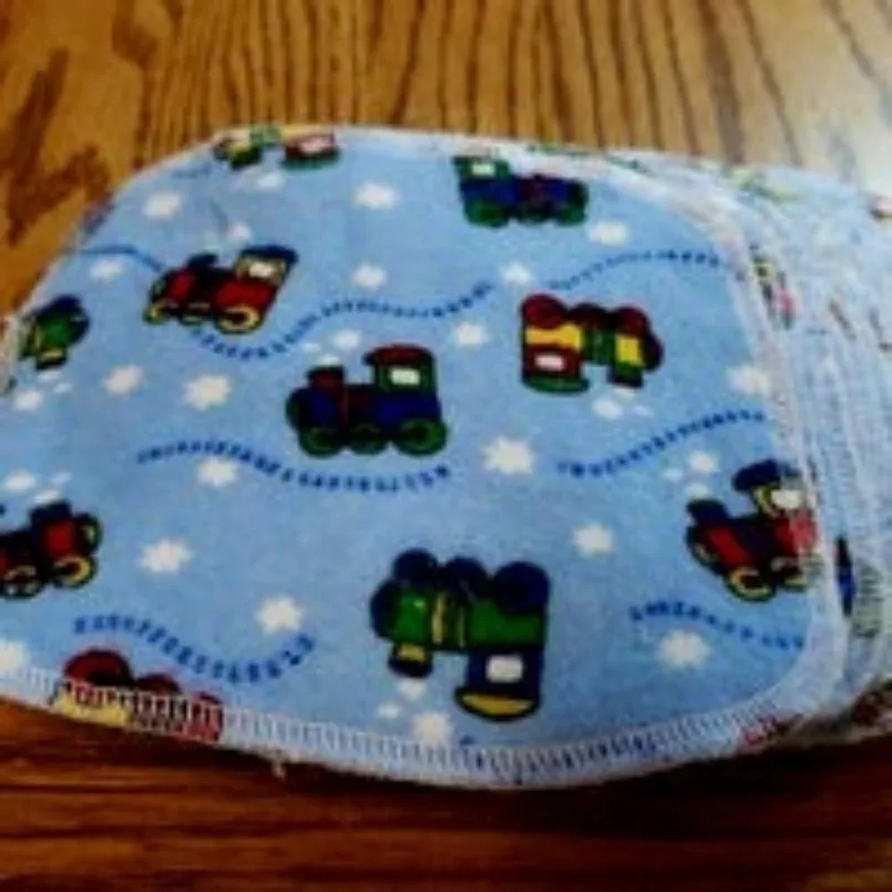 12 blue train cloth wipes